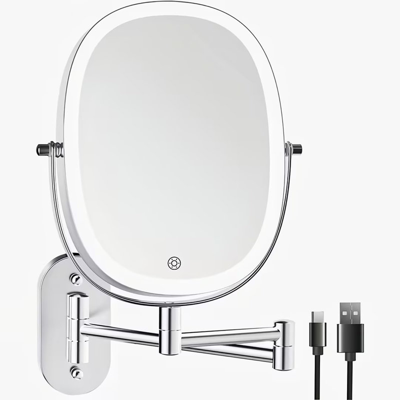 Orren Ellis Darianny Oval LED Lighted Magnifying Extendable Wall ...